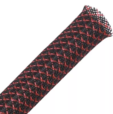 Alex Tech - 100ft 1/2 Inch PET Expandable Braided Sleeving – Blackred - SEALED • $19.54