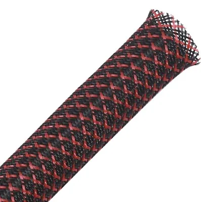 Alex Tech - 25ft 1/2inch PET Expandable Braided Sleeving – Blackred - SEALED • $12.74