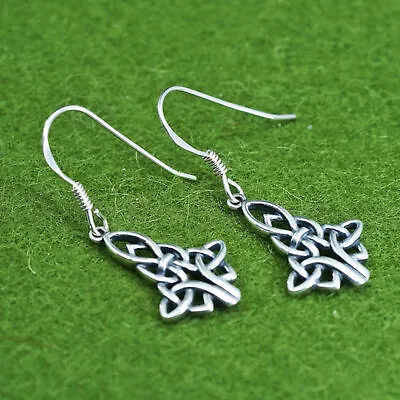 Vintage Irish Sterling Silver Handmade Earrings 925 Celtic Knot Tree Dangles • $26.10