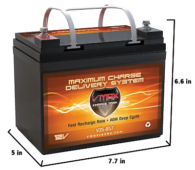 OPEN BOX VMAX V35-857 12V 35ah AGM Deep Cyc Battery For 18-35LB Trolling Motors • $74.99
