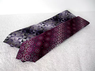 Apt. 9 Men's Neck Tie Van Heusen Purple Prism Geo Business Career 2 Piece Lot • $9.90