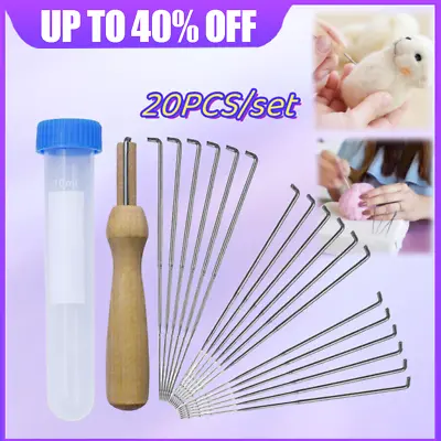 20pcs/set Felting Needles Set With Handle Wool Felt Tool Kit DIY Felting Starter • £3.60