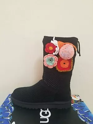 Ugg Australia Women's  Classic Floral Crochet Genuine Shearling Boots Size 7 NIB • $119.99