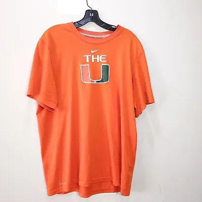 Miami Hurricanes Shirt Men Large Nike Swoosh NCAA Stand With The U Orange Sports • $12.69