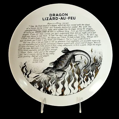 Piero Fornasetti Milano Fleming Joffe Recipe Plate DRAGON LIZARD-AU-FEU Italy • $299.95