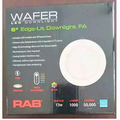 RAB 6  13W LED Edge-Lit Wafer Downlight - Smooth Trim - Multiple Color  6 PACK • $85.99