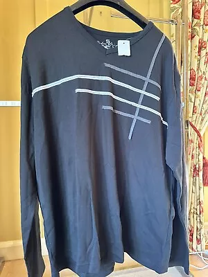 £5 • Buy Urban Spirit - XXXL -Black Long Sleeved Patterned V NECK Cotton Top- Super Soft