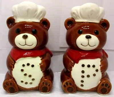 Salt And Pepper Set Vintage B&D Teddy Bear Chef's Hat Ceramic Japan • $11.56