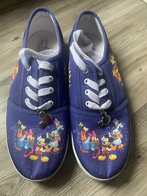 Bradford Exchange Disney Sneaker Mickey And Minnie Wearable Art Blue Women Sz 10 • $15