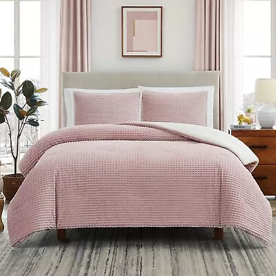 Geniospin Queen Comforter Set Ultra-Soft Microplush Sherpa Comforter With 2 P... • $28