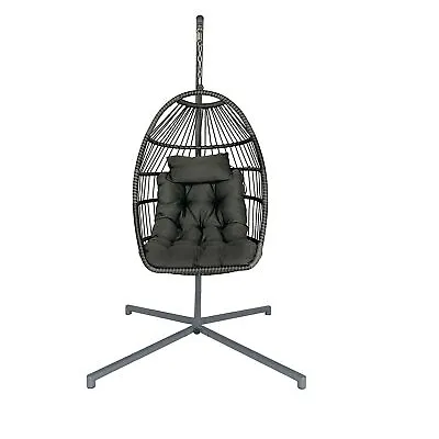 Rattan Egg Chair Swing Outdoor Garden Patio Hanging Wicker Hammock Pod Chair • £199.99