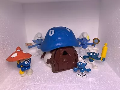 Smurfs Village 40013 Vintage Blue Smurf Cottage Peyo Schleich Maison Schtroumpf • $38.43