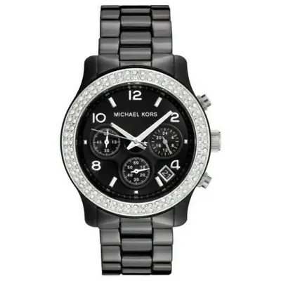 Michael Kors Watch Runway Chronograph Black Ceramic MK5190 • £145.99