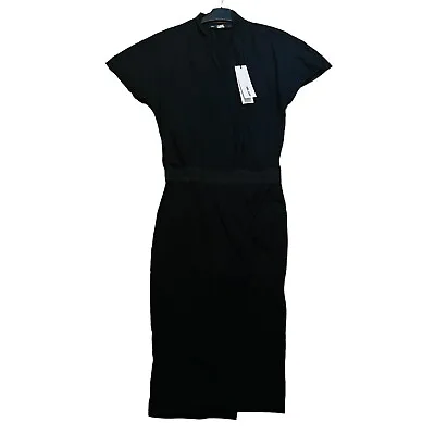 KARL LAGERFELD Jersey Wrap Dress Black Size Medium Womens BNWT RRP 185 UK 10 12 • £39.99