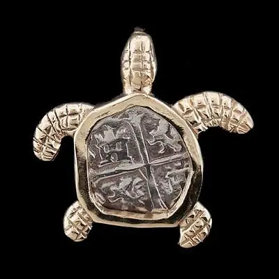 $99.95 • Buy Atocha Jewelry - Small Silver Coin Sterling Silver Turtle Pendant
