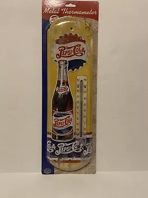 Pepsi Cola Metal Thermometer Vintage Style Aged Finish 5.5  X 18  • $17.95