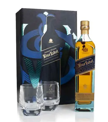 Johnnie Walker Blue Label Gift Pack With 2x Glasses Whisky   (700ml 40%) • $325