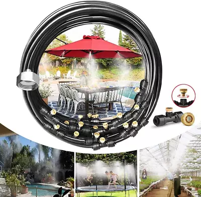 Outdoor Misting Cooling System 33Ft Line & 11 Brass Nozzles For Patio Greenhouse • $23.03