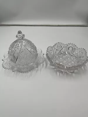 Crystal Dome Cheese Plate And Matching Bowl Vintage  • $12