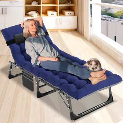 SLSY New Adjustable 4 Level Cot Reclining Folding Chaise Rollaway Bed & Mattress • $79