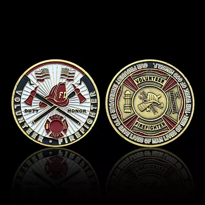 Outy Honor Bronze Coin Volunteer Firefighter Commemorative Medal Home Decor • $3.68