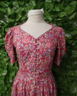 Beautiful Laura Ashley Floral Cotton Dress Labelled As Size 12 Small Fit USED • £59.99