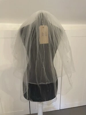 £20 • Buy (VW23)SILK BLEND Ex Boutique Bridal Wedding Veil 2 Tier With Crystals & Comb