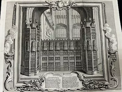 Architectural Large Antique 18th Century Engraving Print King Queen Church • £50