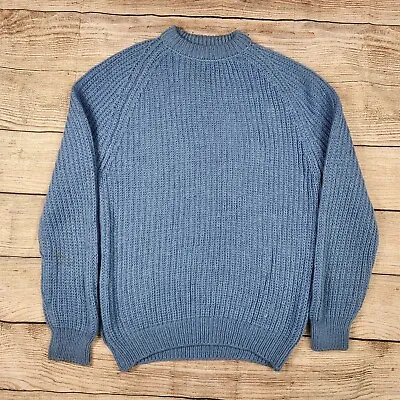 Vintage Donegal Woolen Products Pure New Wool Sweater Blue Size XL Irish... • $49.99