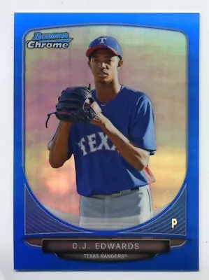 2013 Bowman Chrome C.J. EDWARDS Rookie Card BLUE REFRACTOR #/250 Chicago Cubs CJ • $3.99