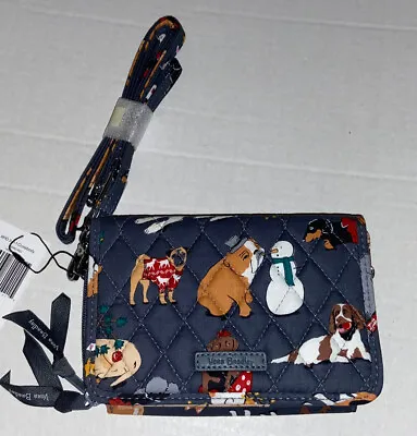 VERA BRADLEY RFID 3 In 1 CROSSBODY Wristlet Bag Purse HOLIDAY Dogs • $38.99