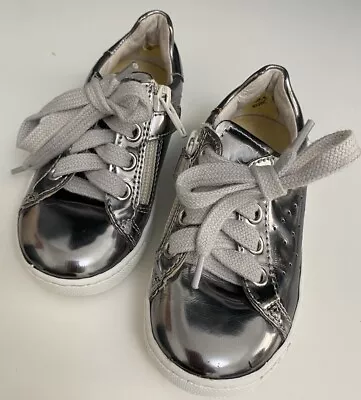 Naturino Girls Leather Silver Pumps Plimsolls Trainers Toddler  Uk 6  • £10