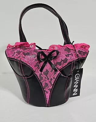 Vintage Giannini Purse Faux Pink Leather Bustier Corset Handbag Lace Y2K Goth • $74.95