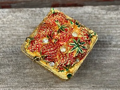 VTG Solid Perfume Compact MAX FACTOR Strawberry  Berried Treasure Trinket Box • $29.95