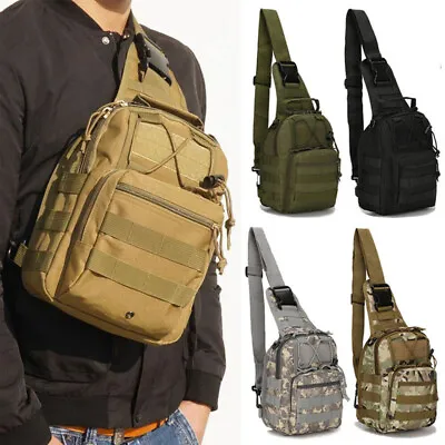 Mens Tactical Shoulder Bag Messenger Sling Chest Pack Military Molle Backpack UK • £9.69