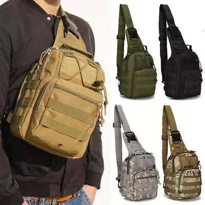 Mens Tactical Shoulder Bag Messenger Sling Chest Pack Military Molle Backpack • £9.75