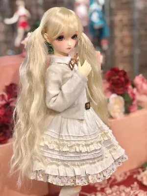 BJD 1/3 Volks Super Dollfie Dream SD DD W-117D 613 Ivory Natural Wave Wig 8/9 • $38.95