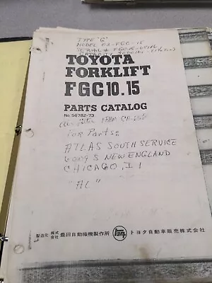 $150 • Buy Toyota Forklift FGC10 15 Parts Catalog Manual