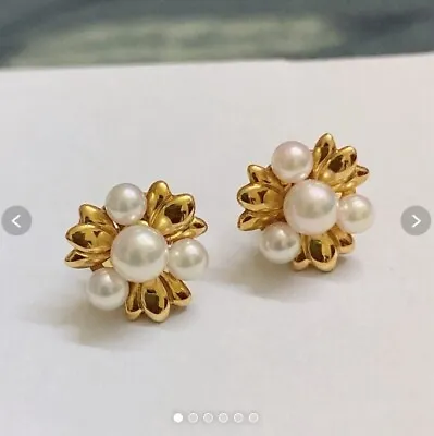 MIKIMOTO Akoya Pearl 8P K18 Yellow Gold 2Way Earrings Stud • $744.99