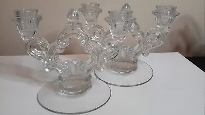 $25 • Buy Vintage Crystal Candelabras Set Of 2 Holds 2 Candles Each