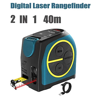 DTAPE 2-in-1 131Ft Laser Tape Measure Silent USB Rechargeable LCD Display IP54 • £15.96