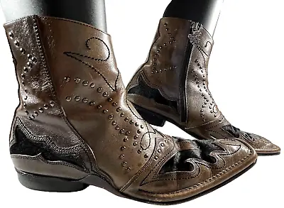 Mark Nason Rock Lives Men's Sz 11 Ankle Boots Dragon Zipper Brown Horse Hair • $137.77