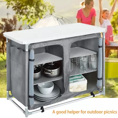 Outdoor Camping Kitchen Cupboard Folding Camping Storage Unit 6 Shelf Aluminum • £58.99