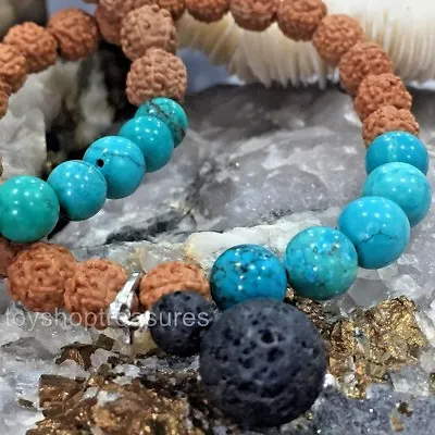 $9.45 • Buy Bodhi Seed And Turquoise Howlite Aromatherapy Diffuser Essential Oil Bracelet