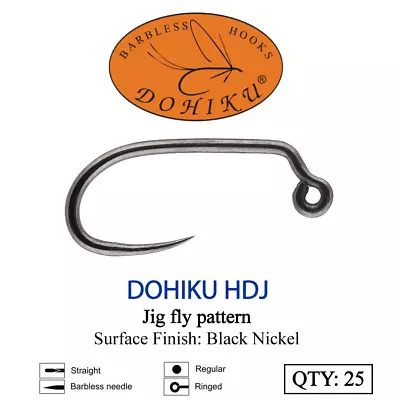 DOHIKU Hooks - HDJ (Type J) - Barbless Jig Fly Hook • $6.39