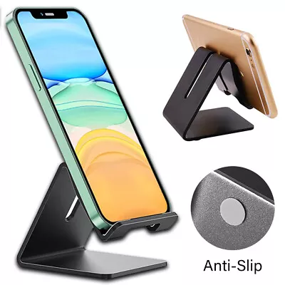 Alu Cell Phone Desktop Stand Desk Holder Mount Cradle For IPhone Samsung Black • $4.09