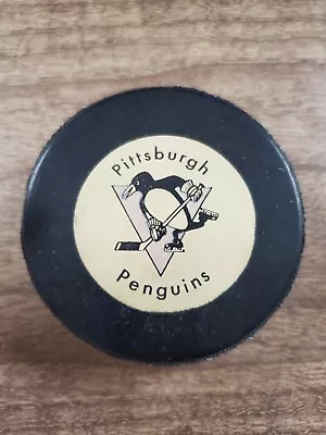 VINTAGE 70’s RAWLINGS Pittsburgh Penguins Hockey Puck NHL Made In Canada • $15