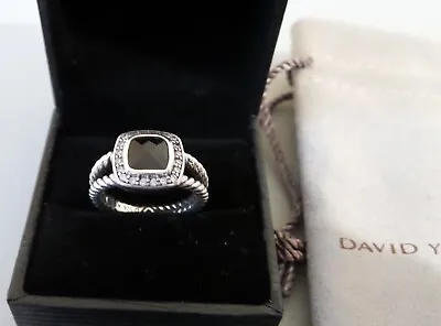 David Yurman Petite Albion Ring Black Onyx 7mm Sterling Silver Size 7 • $275