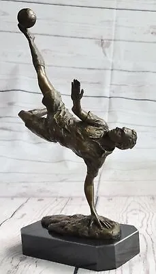 FOOTBALL SOCCER PLAYER Sports Memorabilia Bronze Bookend Sculpture Home • $249