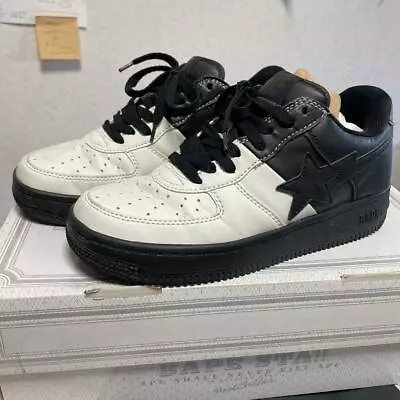 A BATHING APE Bapesta Sneaker Shoes White/Black US8 Used From Japan • $586.86